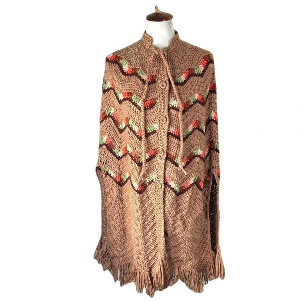 Handmade Crochet Poncho Cape Size M/L